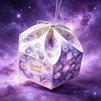 Boîte en papier de haute qualité avec poignée pour l'emballage de chocolats et de pâtisseries, pour les desserts sucrés, les beignets, les biscuits et les gâteaux
