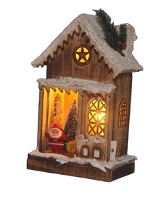 Buena calidad decoración de madera LED casa de madera <span class=keywords><strong>lemax</strong></span> <span class=keywords><strong>Navidad</strong></span> pueblo accesorios batería iglesia casa - Product Image 1