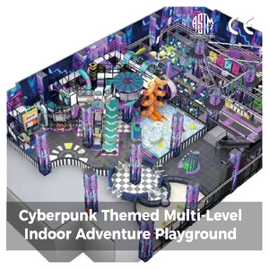 <span class=keywords><strong>Parco</strong></span> Giochi Indoor Personalizzato a Tema Cyberpunk |   <span class=keywords><strong>Parco</strong></span> Giochi Morbido Multilivello e Trampolino con Percorso Ninja, Zipline e Piscina di Palline - Product Image 1