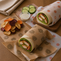 Feuilles de papier alimentaire à motifs sur mesure pour la pâtisserie, les boîtes à hamburgers, les paniers à sandwichs et le service de café