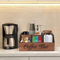 Organisateur de comptoir en bois rustique réutilisable et écologique pour dosettes de café, thé, condiments et décoration de bar