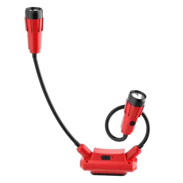 Rechargeable LED Hands-Free Neck Light with Magnet Base Mechanic Work Light Gooseneck Flashlights With 2320lm