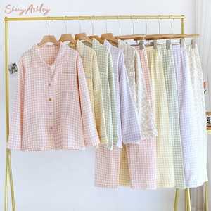 Pigiama <span class=keywords><strong>da</strong></span> donna 100% pigiama in cotone a <span class=keywords><strong>manica</strong></span> <span class=keywords><strong>lunga</strong></span> con risvolto in famiglia Set <span class=keywords><strong>da</strong></span> salotto abbigliamento <span class=keywords><strong>da</strong></span> <span class=keywords><strong>notte</strong></span> <span class=keywords><strong>da</strong></span> donna <span class=keywords><strong>camicia</strong></span> <span class=keywords><strong>da</strong></span> <span class=keywords><strong>notte</strong></span> - Product Image 1