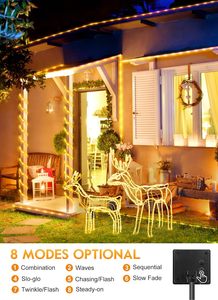 Guirlande solaire extérieure Brightown 39FT 100 LED, étanche IP65, 8 modes d'éclairage, alimentée par énergie solaire, blanc chaud, décoration de Noël - Product Image 3