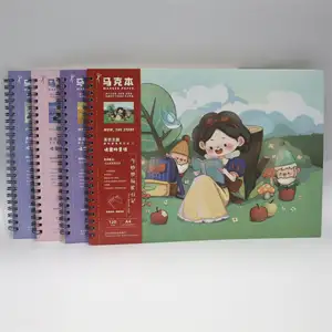 4 books A4 marker Fairy tale themes Sketchbook Kids Drawing Book Stationery Art Supplies Students Sticker School Notebook Cute