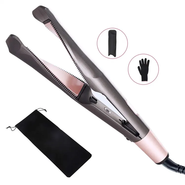 Hair Straightening and Curling Iron Hear Stretner Hair Straightener Professional 2 in 1 Curler or Straight Electric Ceramic 5PCS