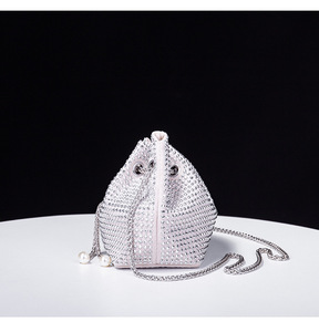 Vendita calda borsa marrone Sparkly Diamond Silver <span class=keywords><strong>Clutch</strong></span> borse per le donne Party Club Wedding strass Bag - Product Image 6