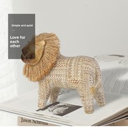 Décoration de bureau et d'intérieur : Adorables figurines de lion en fausse toile de lin de style européen pour la maison et le bureau
