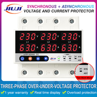 Protecteur de tension et de courant JIUJI avec protection contre la perte de phase et la séquence de phase, relais de mode SYN/ASY pour surtension/sous-tension et surintensité