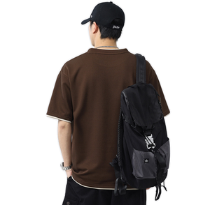 T-shirt en coton gaufré pour <span class=keywords><strong>homme</strong></span> 2026 - Toucher frais, coupe ample, <span class=keywords><strong>style</strong></span> streetwear avec bordure contrastante pour l'été - Product Image 4