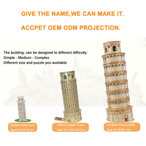 Juguete Educativo Personalizado para Niños de 5 a 7 Años, Rompecabezas 3D de Papel de Edificios Famosos del <span class=keywords><strong>Mundo</strong></span> - Product Image 4