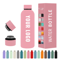 Bouteille d'eau personnalisée de 500 ml en acier inoxydable à double paroi, thermos à vide, peinture en caoutchouc thermique mate, bouteille d'eau de sport pour le bureau
