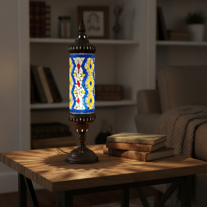 Lámpara de <span class=keywords><strong>Mesa</strong></span> de Hierro con Vidrio Europeo Teñido Hecha a Mano, con LED y Alimentación CA para Dormitorio y Sala de Estar, Garantía de 2 Años - Product Image 1