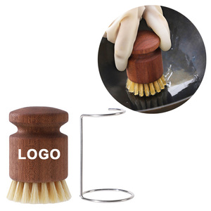 Cepillo de cerdas de jabalí con logotipo personalizado, cepillo de madera para mantenimiento, lavador de cerdas, juego de cepillos para lavar platos de cocina con soporte para cepillos - Product Image 1