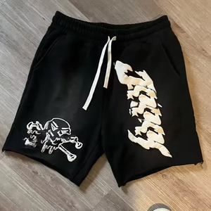 <span class=keywords><strong>Pantalones</strong></span> <span class=keywords><strong>Cortos</strong></span> de Algodón para Hombre, Estilo Vintage, Desgastados, con Estampado Puff, Bordados, Lavado Ácido, Fabricante Personalizado - Product Image 4