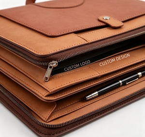 Custom Printed <b>A4</b> PU Leather Executive Padfolio 3 Ring Binder Document Holder for Wholesale Corporate Promotional Gifts - Product Image 5
