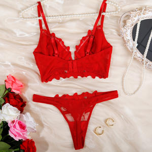 Soutien-gorge en maille V profond de style français avec dentelle brodée de fleurs Taille XL <span class=keywords><strong>Sexy</strong></span> Hot Mature <span class=keywords><strong>Tube</strong></span> Lingerie de style français pour femmes - Product Image 6