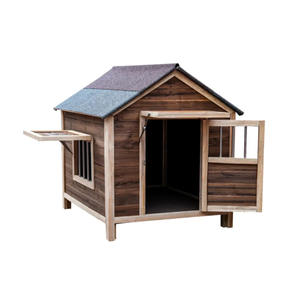 Jaula para perros, muebles, casa para perros de alambre de madera de doble puerta con cama para mascotas - Product Image 5
