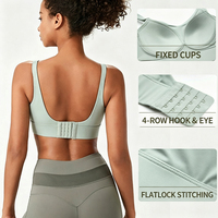 Soutien-gorge de sport sans couture personnalisé pour femme avec logo, idéal pour le yoga et la gym, avec fermeture dorsale réglable 4x4, prix direct usine