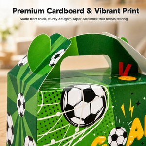 Caja de Regalo Personalizada al por Mayor para Fiestas de Fútbol, Caja de Dulces de Papel Verde con Asa para Fiestas de Cumpleaños Infantiles, Suministros al por Mayor - Product Image 6