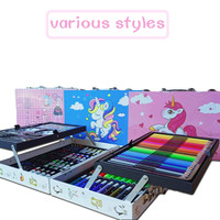 Ensemble d'art pour enfants de haute qualité, 145 pièces, double boîte en bois avec stylo aquarelle et crayons de couleur pour la vente en gros