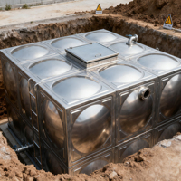 Réservoir de stockage d'eau potable carré en acier inoxydable de grande capacité 10 000 litres pour les maisons résidentielles et les bâtiments commerciaux