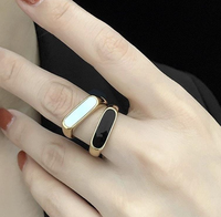 Modische Perlmutt-Ringe 18K Vergoldeter Edelstahl Breiter Ring Weiße Muschel Siegelringe Paar-Schmuckring für Geschenke