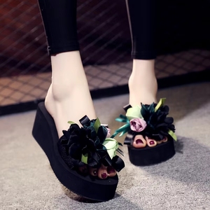 Sandales <span class=keywords><strong>compensées</strong></span> d'été pour femmes, style européen et américain, à semelle épaisse, grandes tailles, à enfiler, tendance - Product Image 2