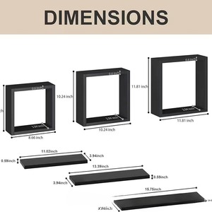 <b>Wall</b>-<b>mounted</b> Wooden Storage Rack Rectangle 2 Layers Floating <b>Shelf</b> For Living Room <b>Wall</b> Decoration - Product Image 4
