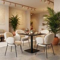 Fauteuil moderne en tissu crème avec base en métal noir, écologique, pour salle à manger et bureau à domicile