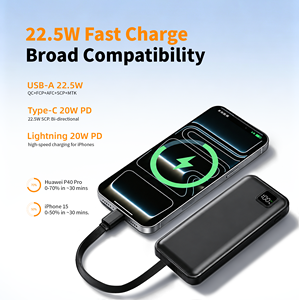 พาวเวอร์แบงค์ 22.5W 10000mAh พร้อมสายชาร์จในตัวคู่ รองรับการชาร์จเร็วทุกโปรโตคอล ใช้งานได้กับอุปกรณ์ทุกประเภท - Product Image 2