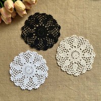 Napperon en coton crocheté à la main, 16 cm, rond, en dentelle, fait main, style rustique Wabi Sabi nordique