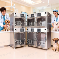 Cage de surveillance vétérinaire ICU pour chiens de taille moyenne, cage d'observation intelligente pour animaux de compagnie, cage de rééducation en acier inoxydable