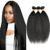 Lots de mèches de cheveux humains vierges naturels brésiliens bruts, texture Kinky Straight, cuticules alignées, à prix abordable