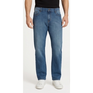 Jean en denim délavé coupe droite slim pour homme, taille mi-haute, en coton, style automne - Product Image 2