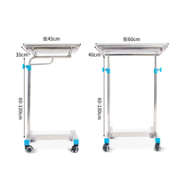 Chariot médical en acier inoxydable, hauteur réglable, pour hôpital, support de plateau chirurgical, Table Mayo avec roue
