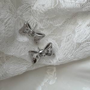 Pendientes de Plata de Ley S925, Estilo Europeo Americano, Diseño de Lazo Dulce y Moderno con Estrella de Seis Puntas Vintage, Joyería de Moda - Product Image 5
