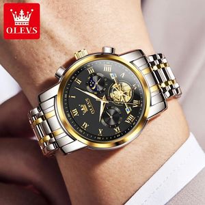 OLEVS 2856 lujo OEM personalizado Acero inoxidable Tourbillon estilo multifuncional cronógrafo deporte moda reloj de cuarzo para hombre - Product Image 1