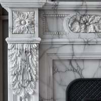 Chimenea Eléctrica de Mármol Blanco Personalizada de Fábrica, con Marco Tallado Europeo, Relieve Floral, Independiente, para Villa de Lujo
