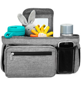 Organisateur de poussette pour animaux de compagnie, sac antidérapant avec porte-gobelet isotherme, sac universel pour poussette pour téléphone et boissons