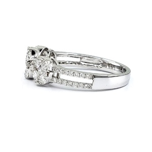 Bague personnalisée en or blanc massif 18 carats avec diamants véritables, style cluster fin, pour femme, idéale pour fiançailles, mariage, fête, cadeau romantique et classique - Product Image 3