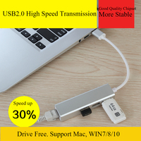 Hub USB 2.0 externe filaire Realtek avec 3 ports vers adaptateur Ethernet RJ45 100M en stock