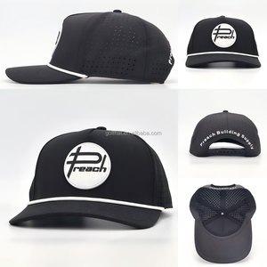 Casquettes de baseball sportives perforées découpées au laser en PVC de qualité supérieure, 5 panneaux, avec corde, imperméables, séchage rapide, personnalisables pour le golf - Product Image 2