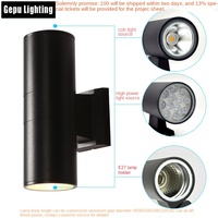 Lampe murale extérieure étanche en aluminium à double tête LED avec diffuseur en polycarbonate, installation murale pour jardin, 3000K blanc chaud