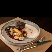 Vaisselle en céramique Wabi Sabi, bord irrégulier, gris mat, assiette ronde pour restaurant et table à manger à domicile
