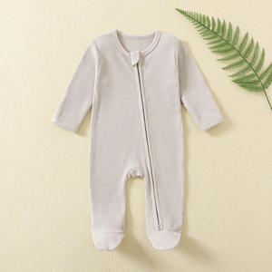 Newborn Romper Boy and Girl Waffle Cotton Zipper Baby Clothing Thick Baby Pajamas OEM Baby Clothes Solid Color Infant <strong>Bodysuit</strong> - Product Image 3