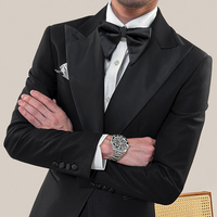 Nouveaux produits OEM : Costume Safari pour homme, veste noire à simple boutonnage et pantalon, coupe ajustée pour mariage
