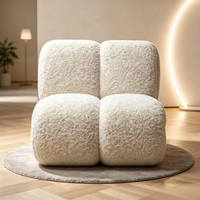 Chaise longue moderne en forme de nuage, tissu beige, chaise d'appoint avec structure en bois massif pour salon, hôtel, appartement, villa