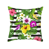 Housse de coussin décorative d'été, sublimation, feuilles vertes, motif floral, housse de coussin imprimée, housse de coussin décorative