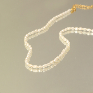 שרשרת פנינים של מים מתוקים טבעת פנינה שרשרת זהב pvd מצופה זהב אלגנטי אלגנטי שרשרת פנינים טהורים - Product Image 2